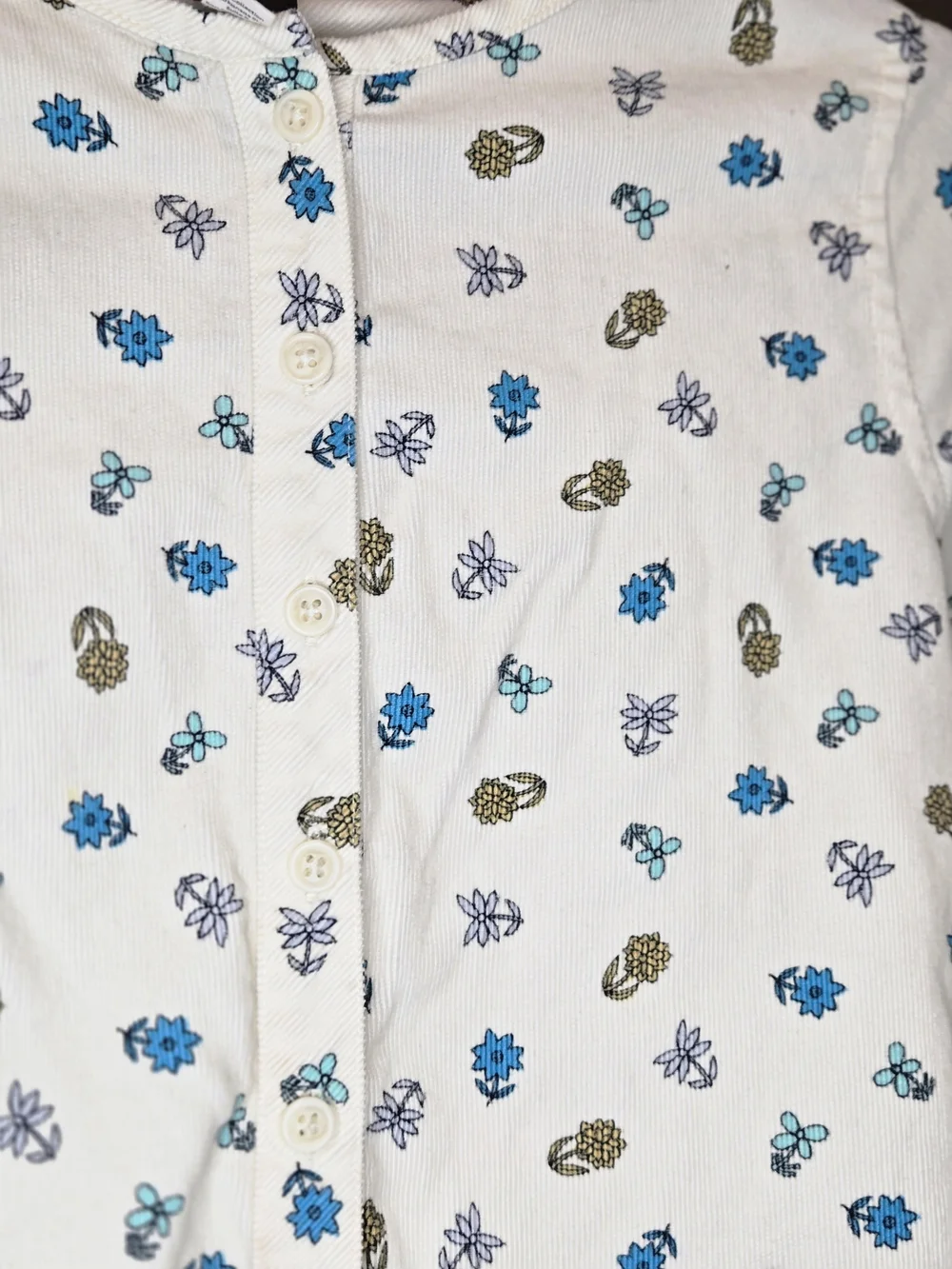 Tea Collection Cream Floral Long-Sleeve Corduroy Girls' Dress, Size 10